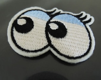 Iron on Patch - Cartoon Eye Patch Light Blue Eye Patches Eyeball Iron on Applique Embroidered Patch Sew On Patch