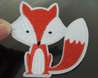 Distintivi - patch Fox patch animale arancio bianco Patch Applique completo ricamato patch cucire sulle Patch