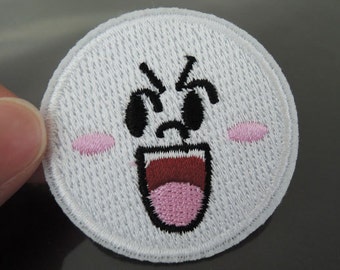 Iron on Patch - Face Patches Black and White patch Iron on Applique Full embroidered patch Sewing Patch