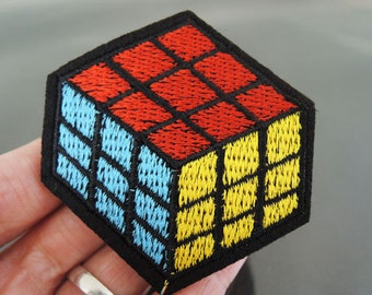 Rubik's Cube Patches - Iron on Patch or Sewing Patch Rubik Cube Magic Cube Patches Red Blue Yellow Cube Embellishments Embroidery Patch