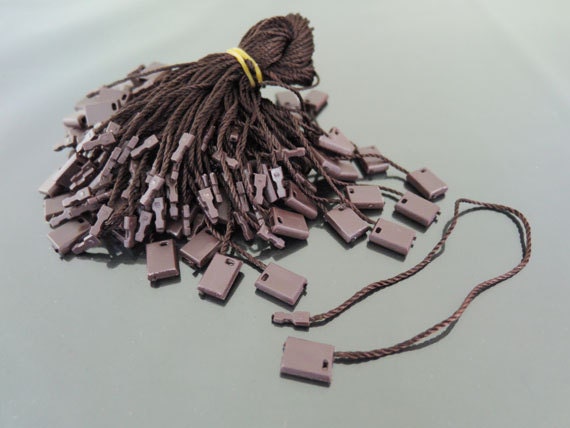 Hang Tag String - 100pcs Dark Brown Hang Tag String with Plastic Fastener