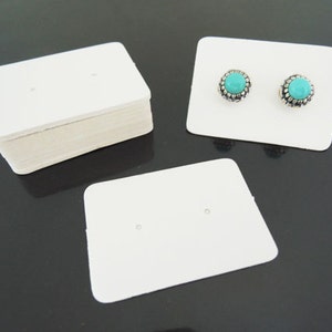 Etiquetas de papel branco para brincos, 100 peças, etiquetas brancas, etiqueta de preço, cartão branco, etiquetas simples com dois furos, 2.5cm x 3.5cm