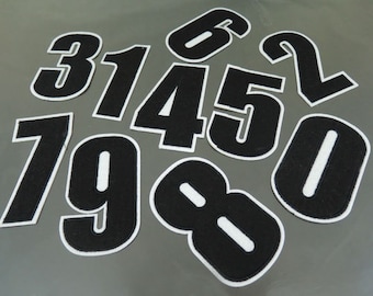 Parches de números grandes - Parche para planchar o coser en parche Parches de números 0-9 Parche de costura grande Adornos de parches negros