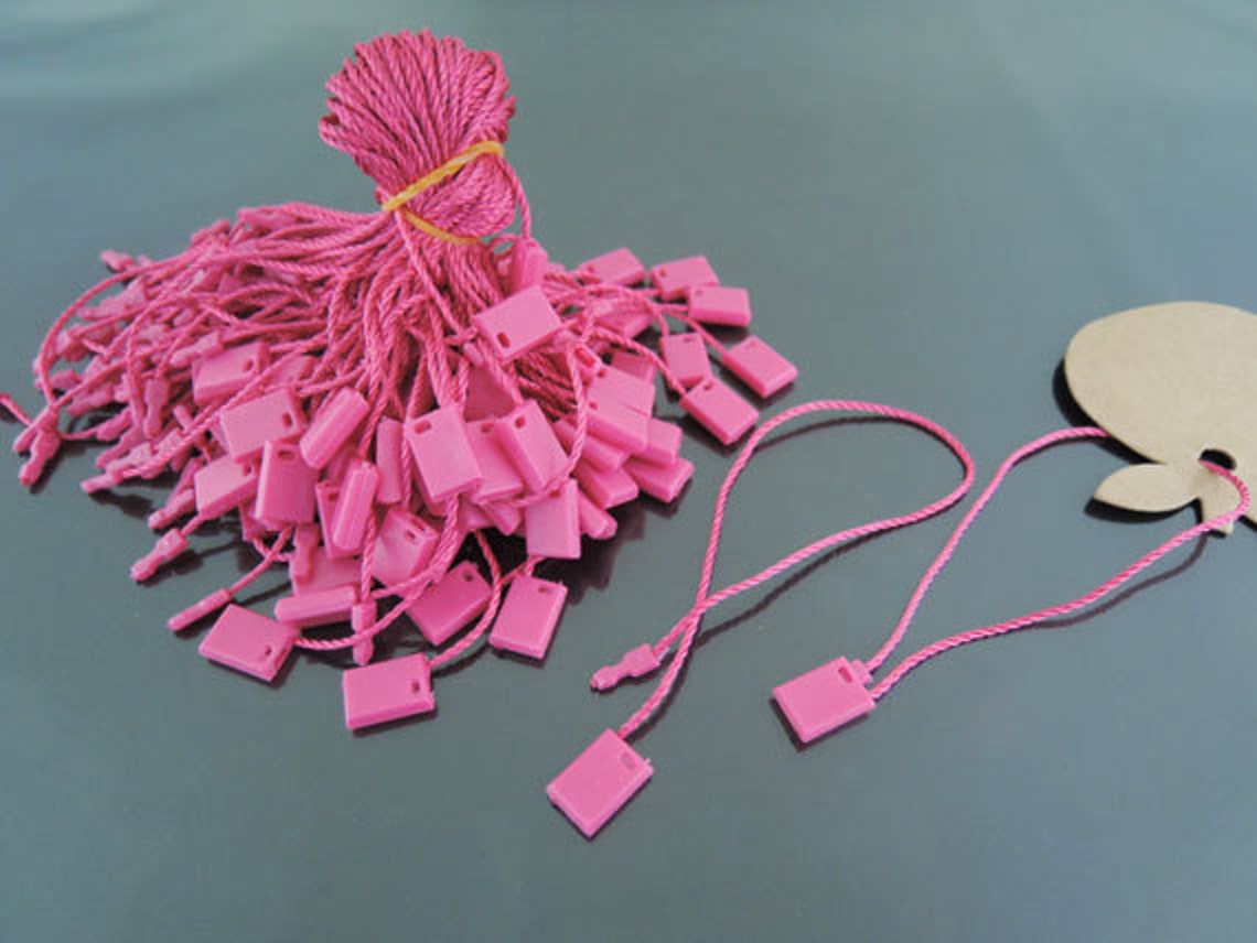 Hang Tag String 100pcs Hot Pink Hang Tag String with Plastic Etsy