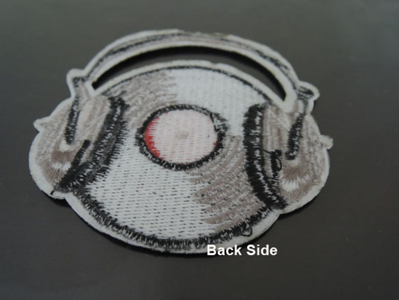 Iron on Patch Gramophone Record Patch Phonograph Record with Headphone Patches Large Iron on Applique Embroidered Patch Sewing Patch image 3