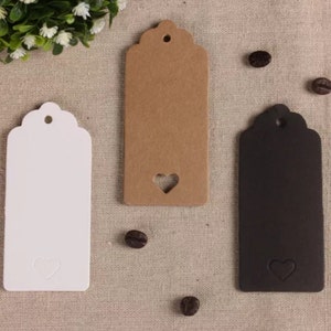 Etiquetas de papel kraft-50 peças, etiquetas kraft, amor, coração, etiquetas de casamento, etiquetas penduradas, etiquetas de presente, etiqueta marrom, etiquetas simples com furo 9cm x 4cm