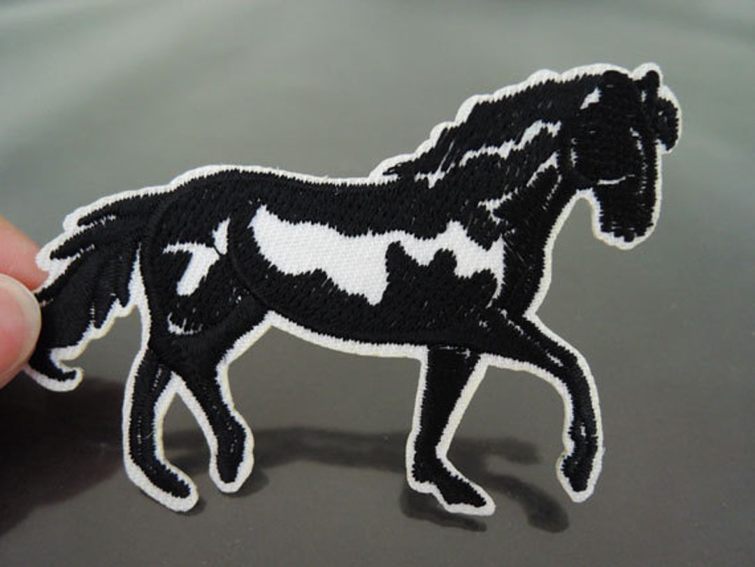 Iron on Patch - Horse Patch Animal Patches Black and White Iron on ...