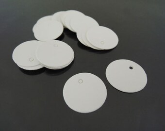 White Paper Tags - 50pcs White Gift Tags Small Circle Round Jewellery Price Tag Hang Tags 2cm