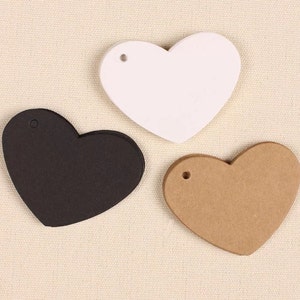 Etiquetas de papel Kraft - Kraft etiquetas corazón redondo etiqueta precio etiquetas Hang Tags regalo etiquetas Brown etiqueta llano clave con 50pcs agujero 6,5 x 6 cm