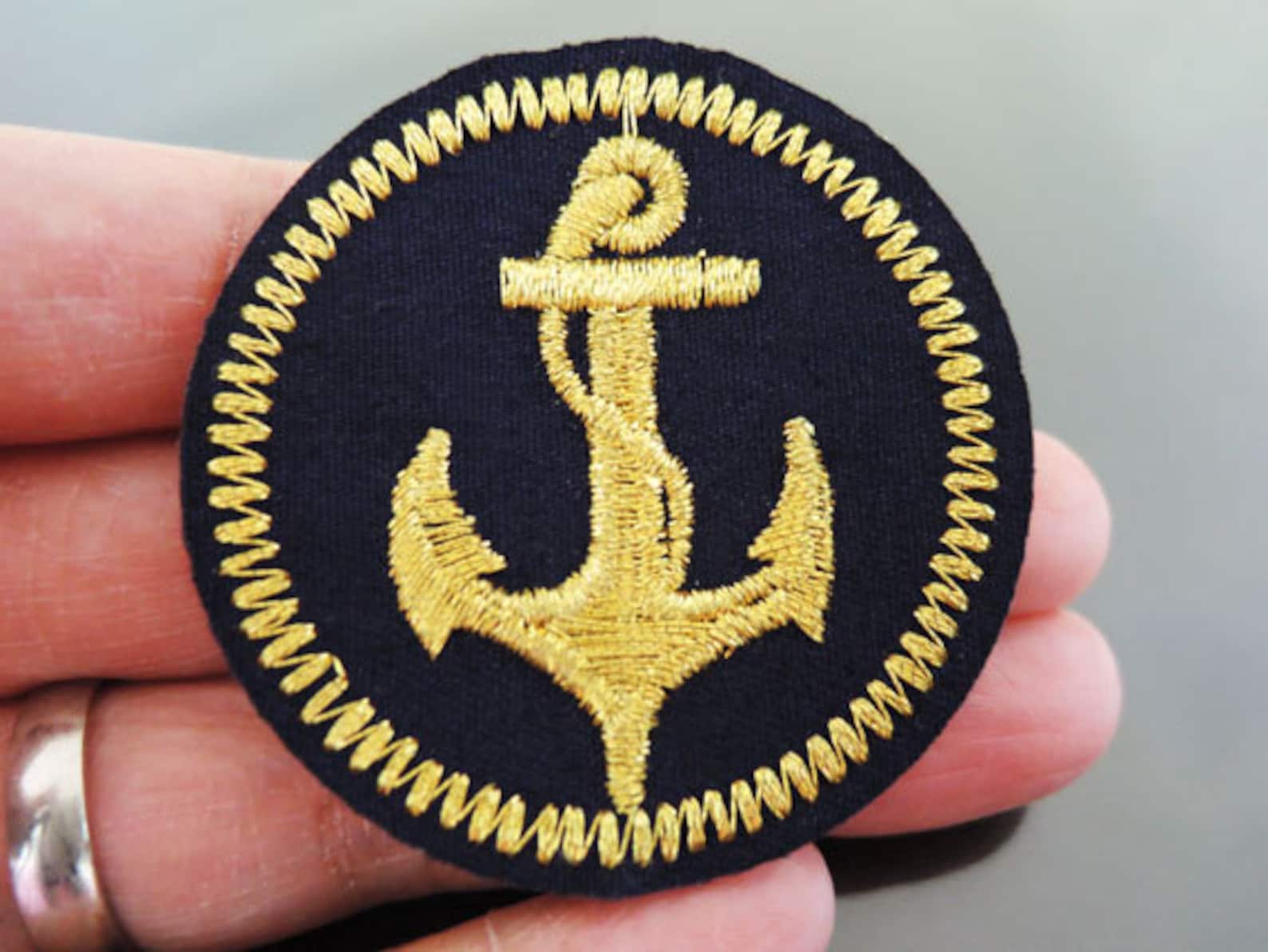 Anchor Patches Iron on Patches Anchor Patch Round Applique Etsy