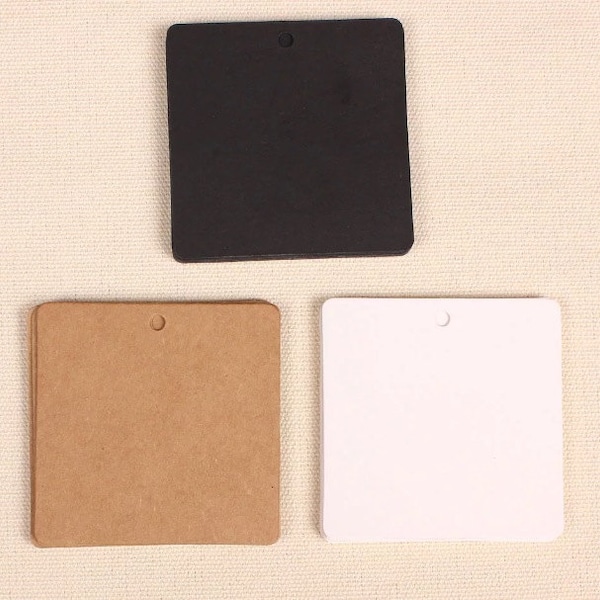 Kraft Paper Tags - 50pcs Kraft Tags Square Tag Price Tags Hang Tags Gift Tags Brown Tag Plain Tags with Hole 6cm x 6cm