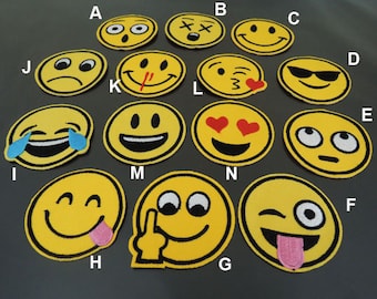 Emoji Patch - Face Patches Yellow patch Smile Emoji Patches Applique embroidered patch Iron On Patch Sew On Patch