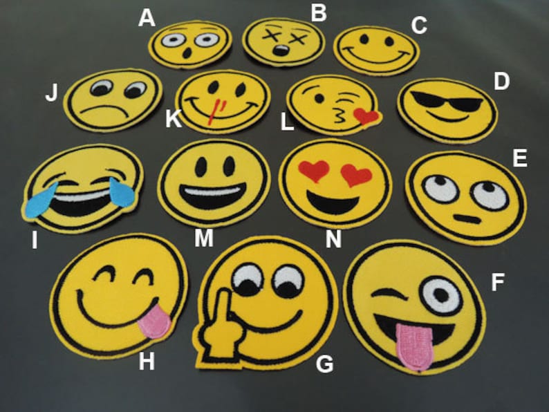 Emoji Patch Face Patches Yellow patch Smile Emoji Patches Etsy