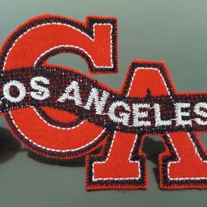 Los Angeles letra parches - hierro en o coser en fuentes de Estados Unidos país CA carta parches rojo negro parche grande adorno bordado del remiendo