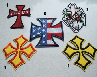 Iron On Patch - Cross Patch Crucifix Patches Embroidered Patch Iron On Applique or Sew On Patch