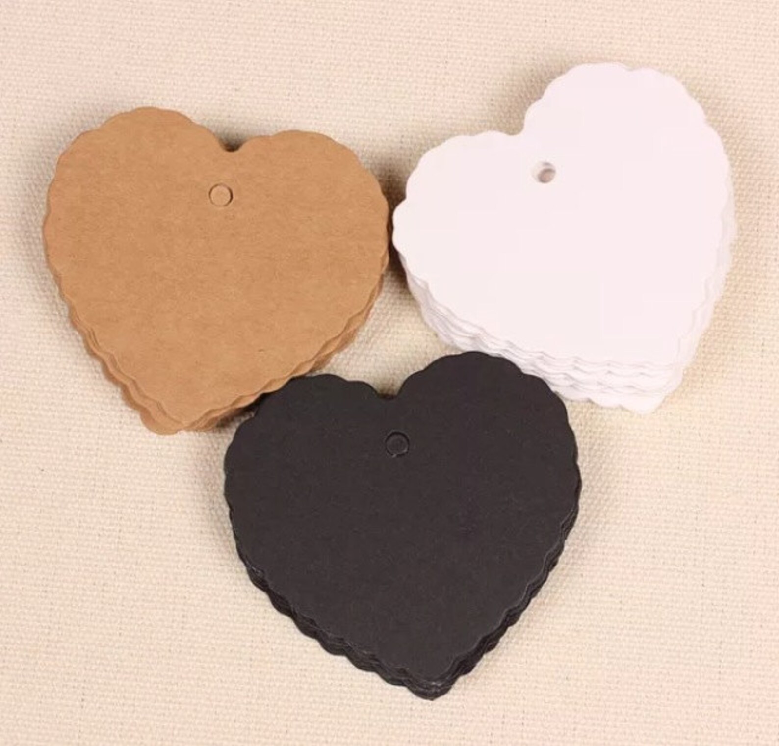 Kraft Paper Tags 50pcs Kraft Tags Scalloped Heart Tag Price | Etsy