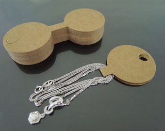 100pcs Fold Over Kraft Hang Tag pour collier, bracelet, queue de cheval, bande de cheveux, élastique, fournitures d’affichage de bijoux ronds