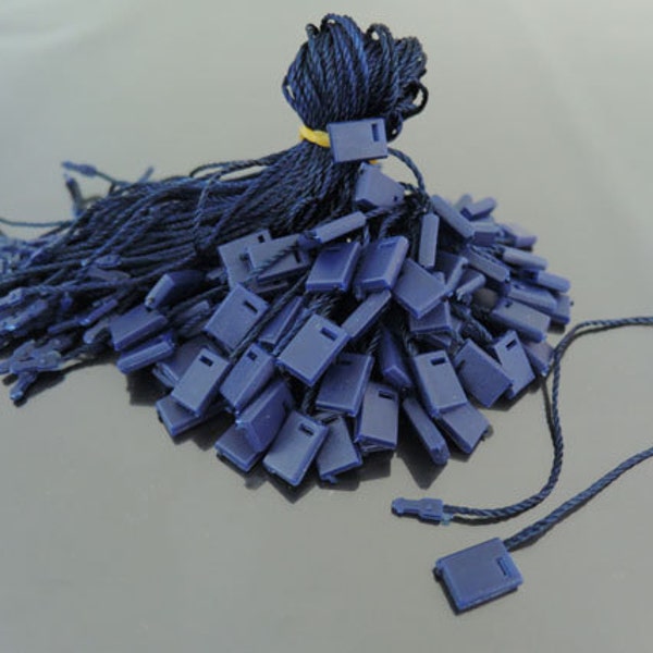 Hang Tag String - 100pcs Navy Blue Hang Tag String with Plastic Fastener