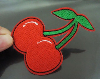 Grote Cherry Patch Fruit patches rode patch stoffen geborduurd patch ijzer op Patch naai op Patch