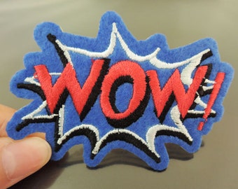 WOW Letter Patches - Iron on or Sewing on Patch Letter Patches Red Blue Patch Embellishments Embroidery fonts
