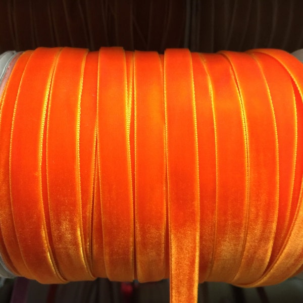 Velvet Ribbon - Orange Velvet Ribbon 10mm ( 3/8 inches )