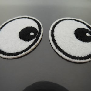 Iron on Patch - Eye Patch Black and White Eye Patches Cartoon Eyes Iron on Applique Embroidered Patch Sew On Patch