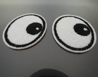 Iron on Patch - Eye Patch Black and White Eye Patches Cartoon Eyes Iron on Applique Embroidered Patch Sew On Patch