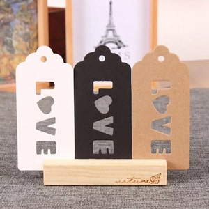 Kraft Paper Tags - 50pcs Kraft Tags Love Tag Wedding Tags Hang Tags Gift Tags Brown Tag Plain Tags with Hole 10cm x 4.7cm