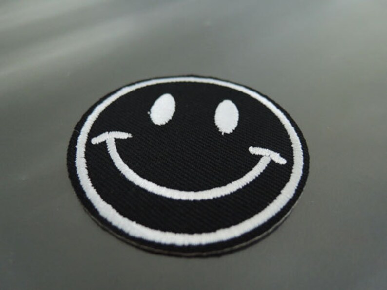 Iron on Patch Smile Face Patches Black and White Patch Iron Etsy