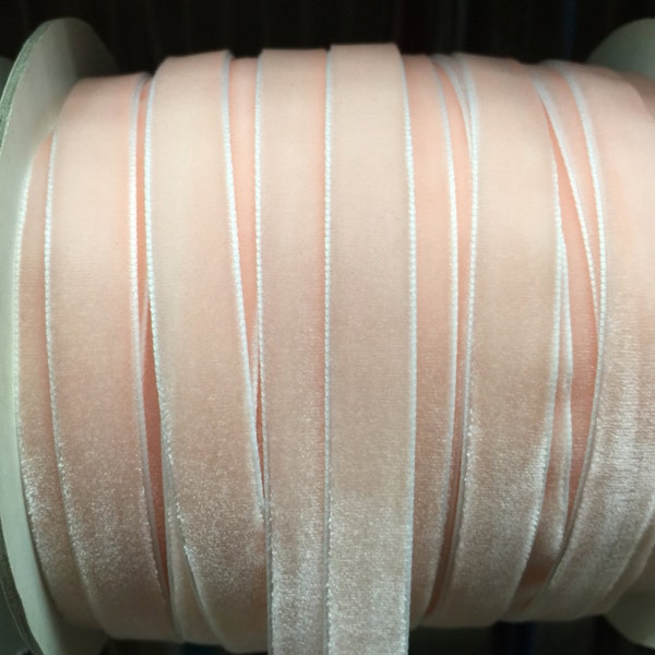 Velvet Ribbon - Pastel Light Pink Velvet Ribbon 10mm ( 3/8 inches )