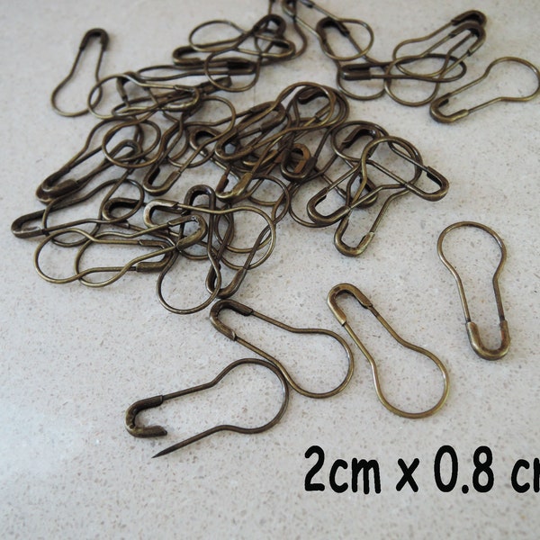 100pcs Antique Brass Pear Shaped Pin Bulb Shaped Pin Hang Tag Pin Price Tag Pin