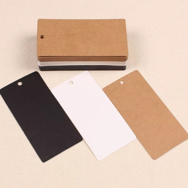 Kraft Paper Tags - 50pcs Kraft Tags Rectangle Tag Prix Tags Hang Tags Cadeaux Tags Brown Tag Plain Tags avec trou 10cm x 5cm