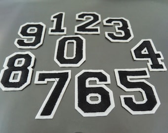 Parches de números: parches para planchar o coser Parches de números del 0 al 9 Adornos de parches negros