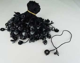 Hang Tag String - 100pcs Black Hang Tag String with Round Plastic Fastener