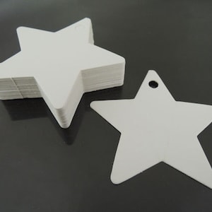 Etiquetas de papel branco - Etiquetas brancas Etiquetas de preço de estrela Etiquetas de pendurar Etiquetas de presente Etiquetas brancas Etiquetas simples Etiquetas de roupas Etiquetas simples com furo 6 cm x 6 cm