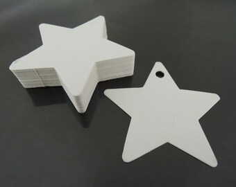 White Paper Tags - Weißen Tags Sterne Tag Preisschilder Hang Tags Geschenkanhänger weiß Tag Plain Stichwörter Kleidung Tag einfache Tags mit Loch 6 cm x 6 cm