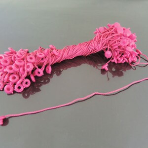 Hang Tag String - 100pcs Hot Pink Hang Tag String with Round Plastic Fastener image 4