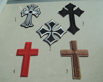 Iron On Patch - Cross Patch Crucifix Patches Embroidered Patch Iron On Applique or Sew On Patch