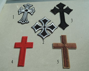 Iron On Patch - Cross Patch Crucifix Patches Embroidered Patch Iron On Applique or Sew On Patch
