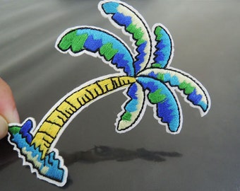 Iron On Patch - Coconut Palm Tree Patches Green Tree patch Summer Tropical Palm Applique embroidered patch Embellishment Sew On Patch