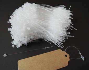 1000pcs Clear White Snap Lock Tag String Clothing Tag String Hang Tag String 80mm