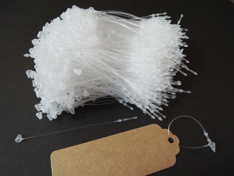 1000pcs Clear White Snap Lock Tag String Clothing Tag String Hang Tag String 80mm afbeelding 1