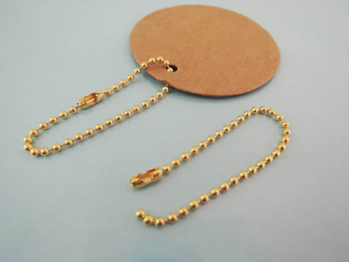 Ball Chain Keychain 50 Pcs Gold Hang Tag Chain 100mm Etsy