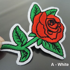 Iron on Patch - Rose Patch Red Rose Flower Patch Flowers Patch Iron on Patches or Sewing on Patch Embellishment