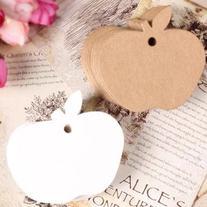 Kraft Paper Tags - 50pcs Kraft Tag Apple Round Tag prezzo tag Hang tag regalo Tag Brown Tag pianura tag con foro 6 cm x 6 cm
