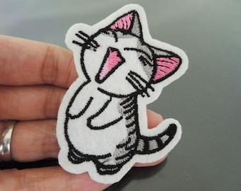 Iron On Patch - Happy Little Cat Kitty Patches Animal patch Applique embroidered patch Sew On Patch