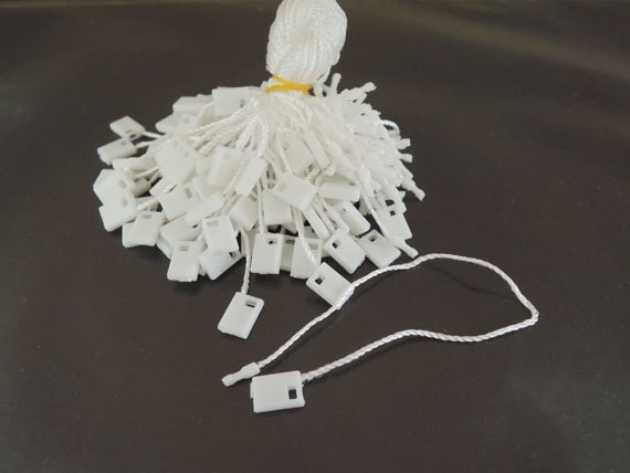 Hang Tag String 100pcs White Hang Tag String With Plastic Fastener 