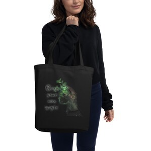 Witchy Floral Moon Tote Bag: Grow Your Magic, Organic Cotton Shopper
