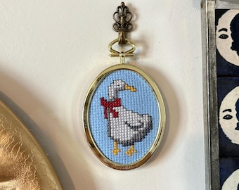 Goose With A Bow Cross Stitch