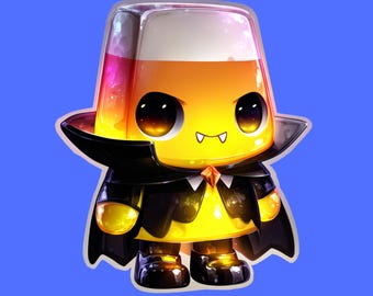 Vampire Candy Corn Sticker: Spooky Kawaii Halloween Vinyl Decal